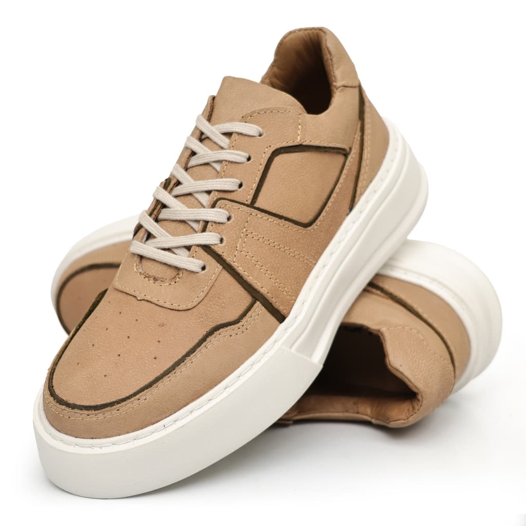 Tênis Sneaker Social Masculino Sapato Couro Legítimo Premium Estiloso Confortável