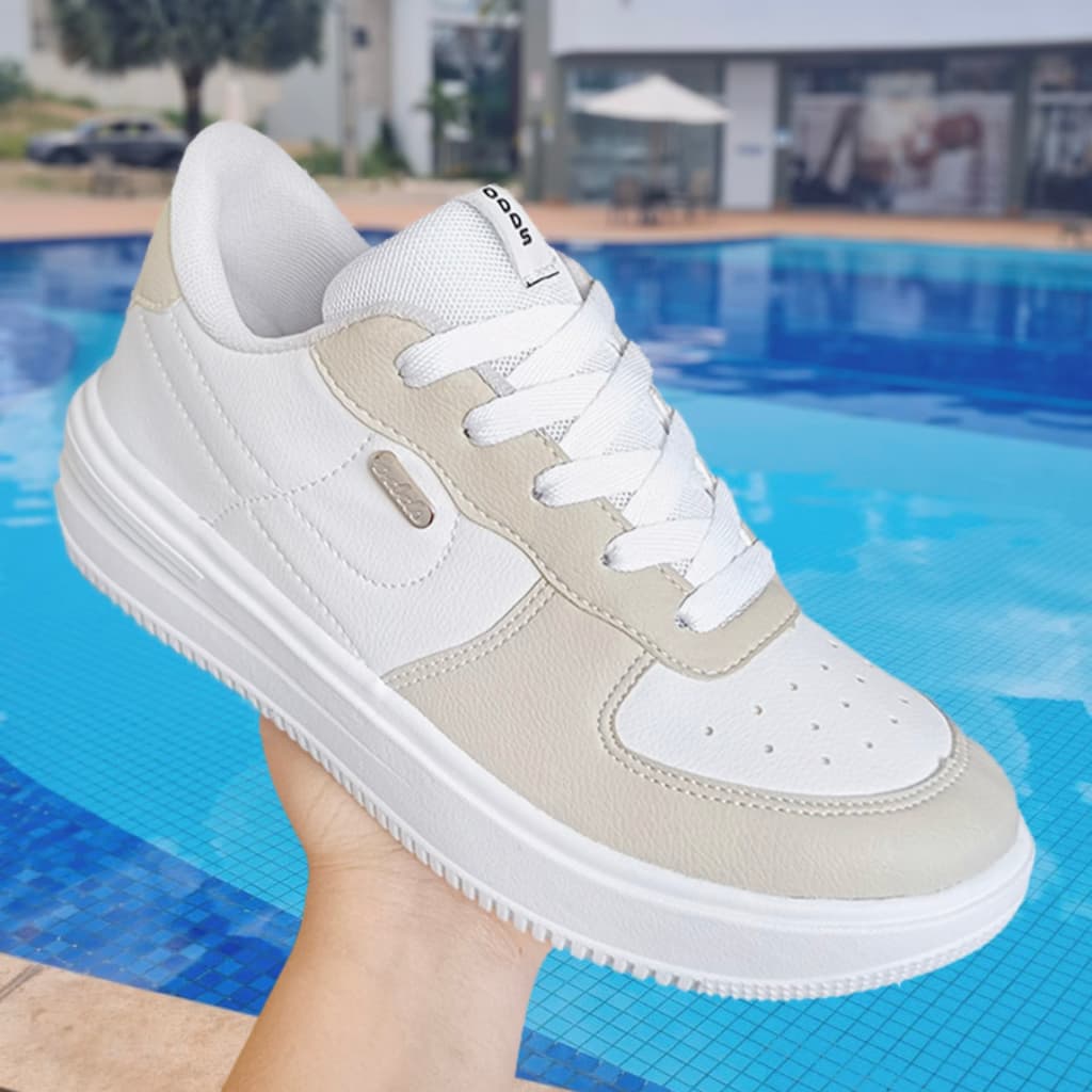 Tenis Feminino Plataforma Casual Tênis Branco Preto Casual Inverno