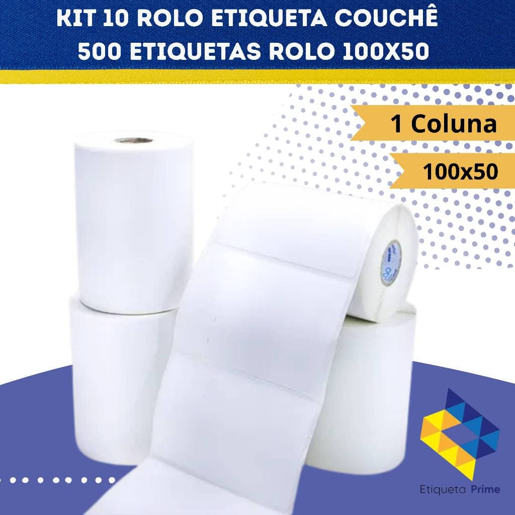 Kit 10 Rolos Etiqueta 100x50 Couche Adesiva Zebra Argox Elgin