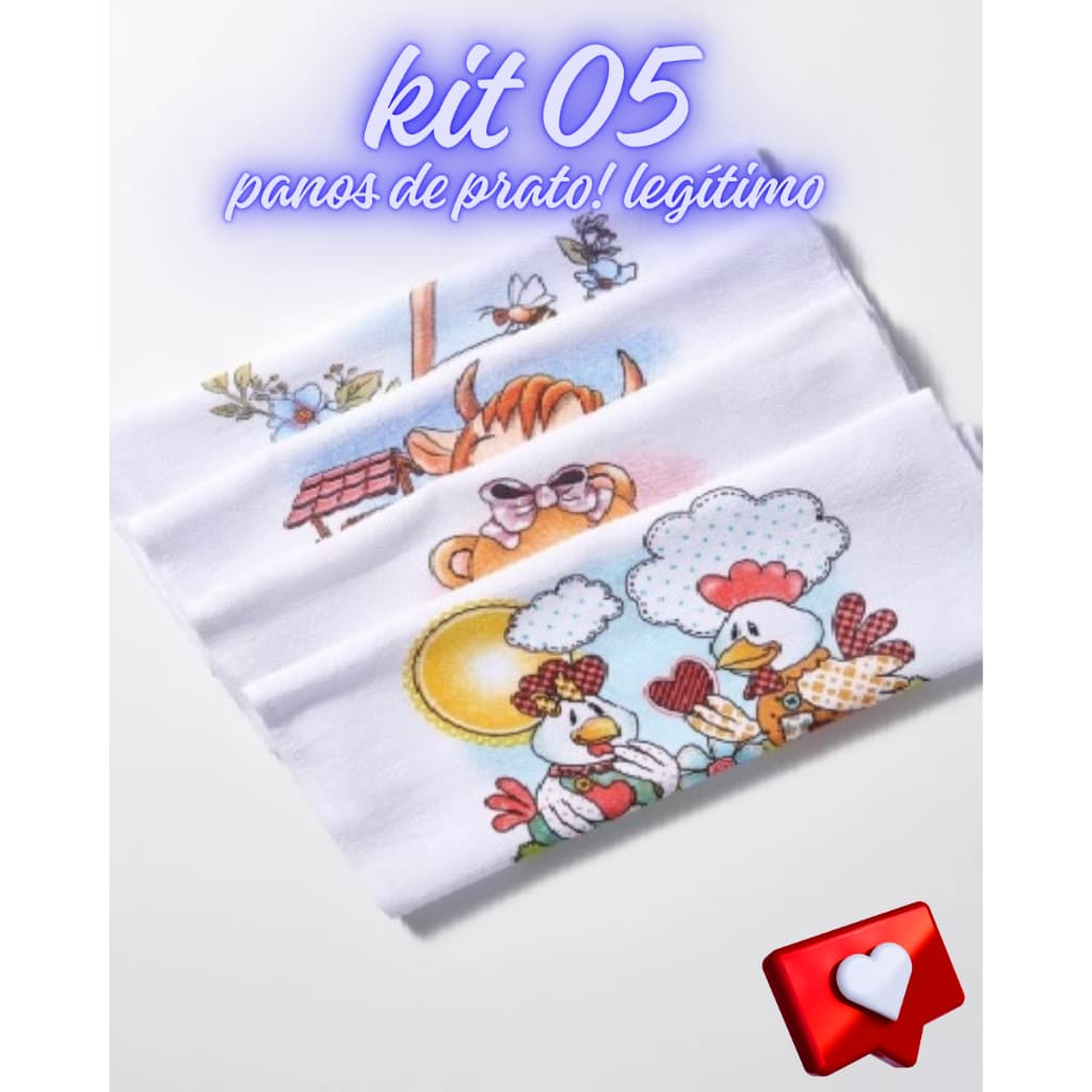 Kit com 5 Panos de Prato Estampados Pé de Galinha com Bainha – Qualidade Especial para Atacado e Varejo
