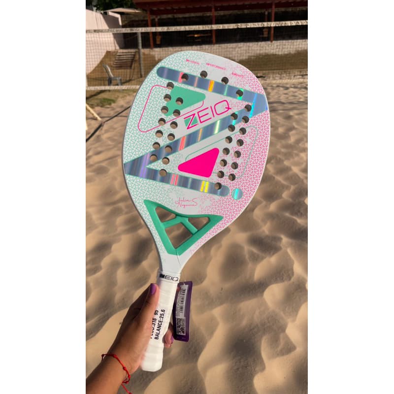 Raquete De Beach Tennis Zeiq Advanced White Julia Nogueira