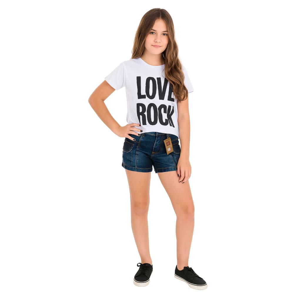 Short Jeans Cargo Juvenil Feminino – Estilo e Praticidade para o Dia a Dia