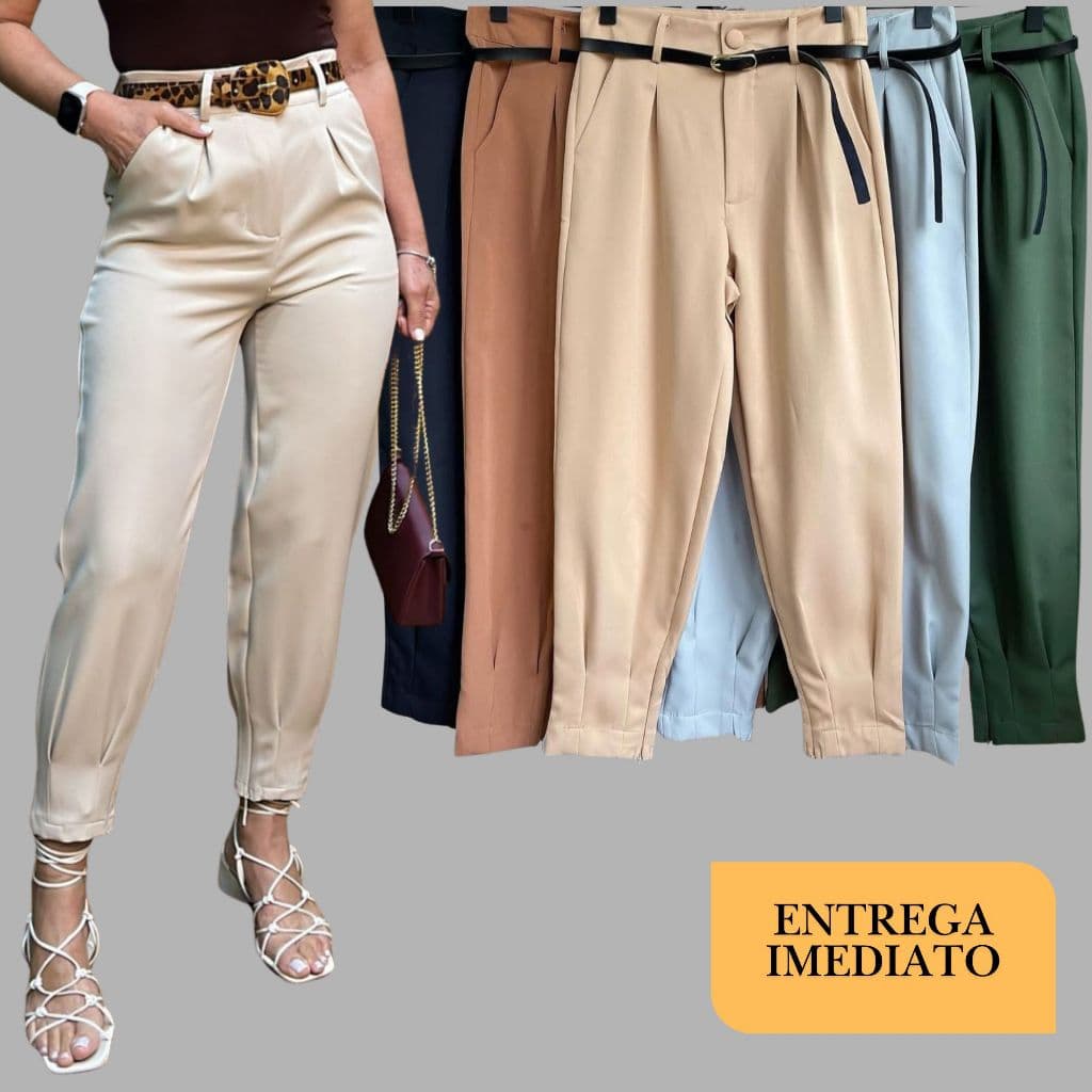 Calça feminina de Alfaiataria Premium – acabamento refinado, tecido de qualidade e caimento perfeito