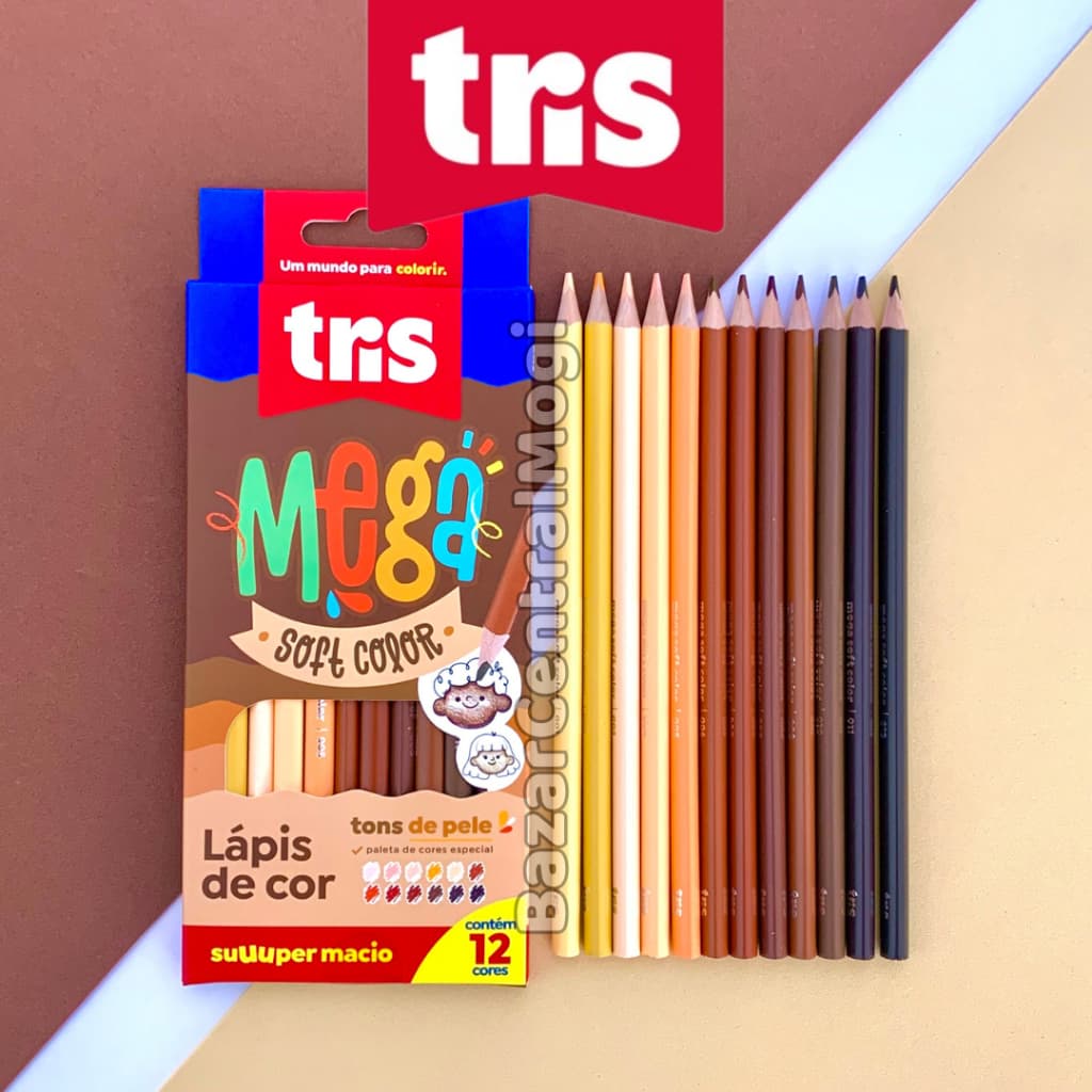 Lápis de Cor Tons de Pele 12 Cores Tris Mega Soft Color