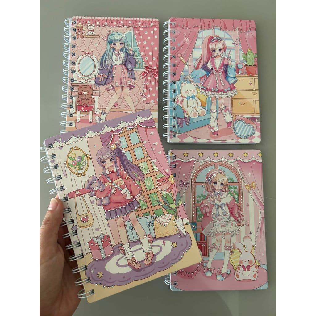 Bloco de Anotações Anime Menina Fofo Com Brilho Caderno Coelho Ursinho Papelaria