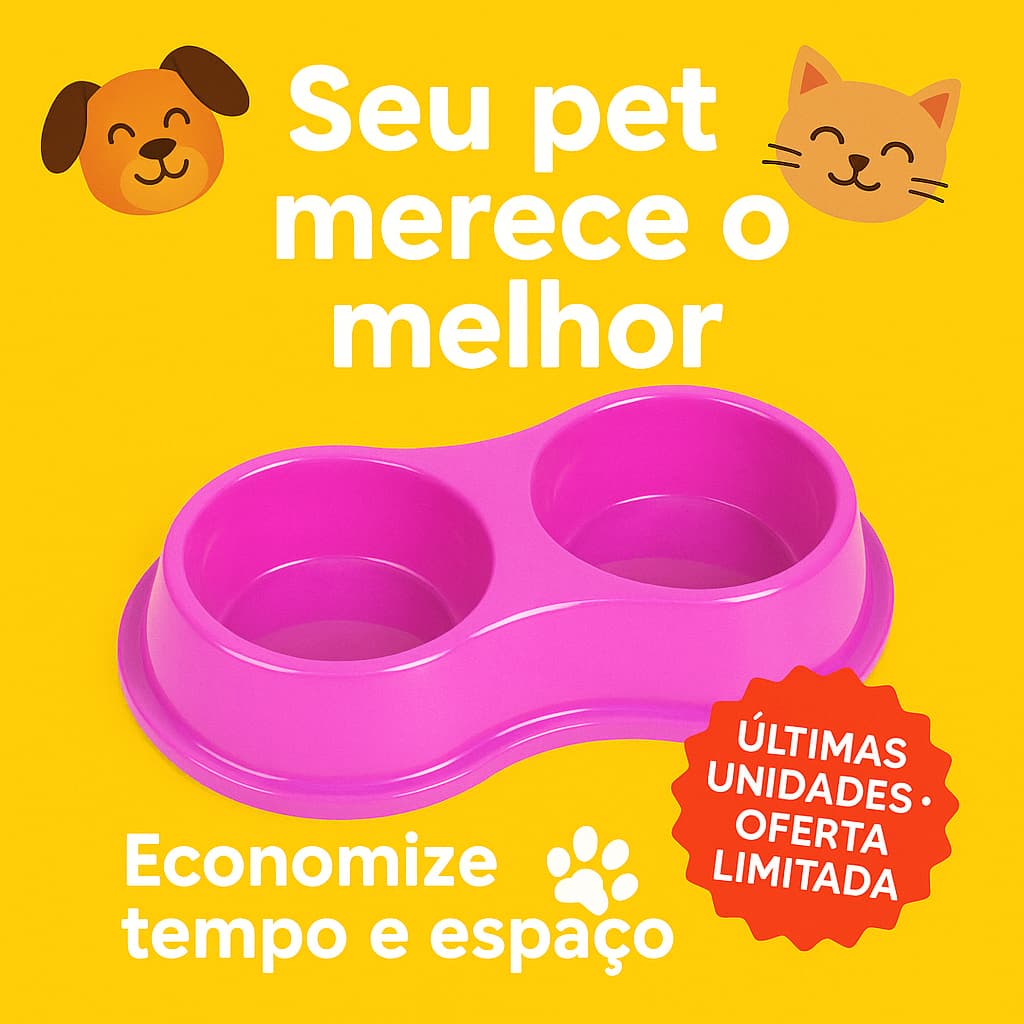 Comedouro e Bebedouro Duplo Grande para Cachorros e Gatos