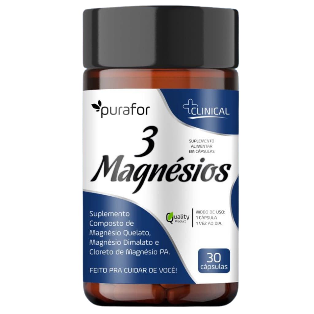 1 Suplemento com Três Magnésios Dimalato Cloreto PA e Quelato com 60 Cápsulas
