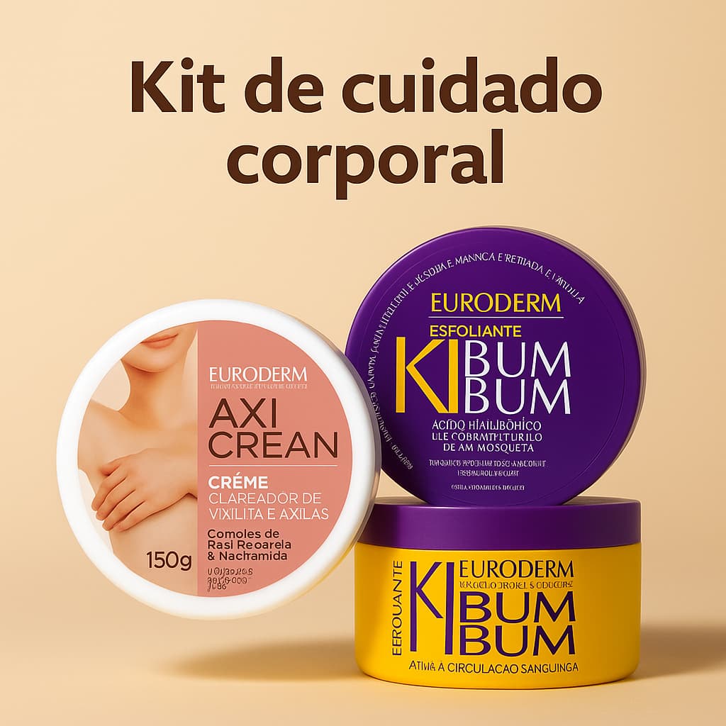 Kit 2 em 1 Creme Clareador de Axilas + Esfoliante Corporal Kibumbum Redutor de Celulite e Estrias