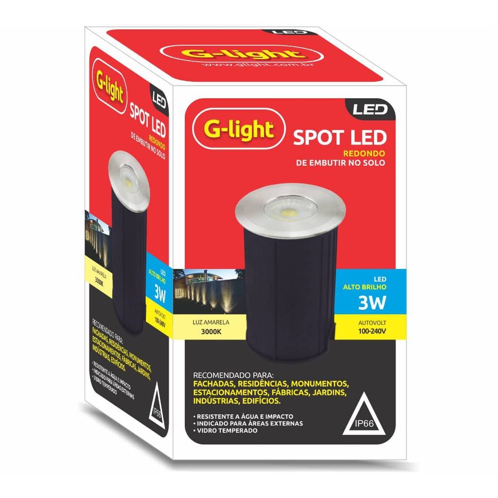Spot LED Solo Embutido Redondo 3W 3000K Cromado Autovolt