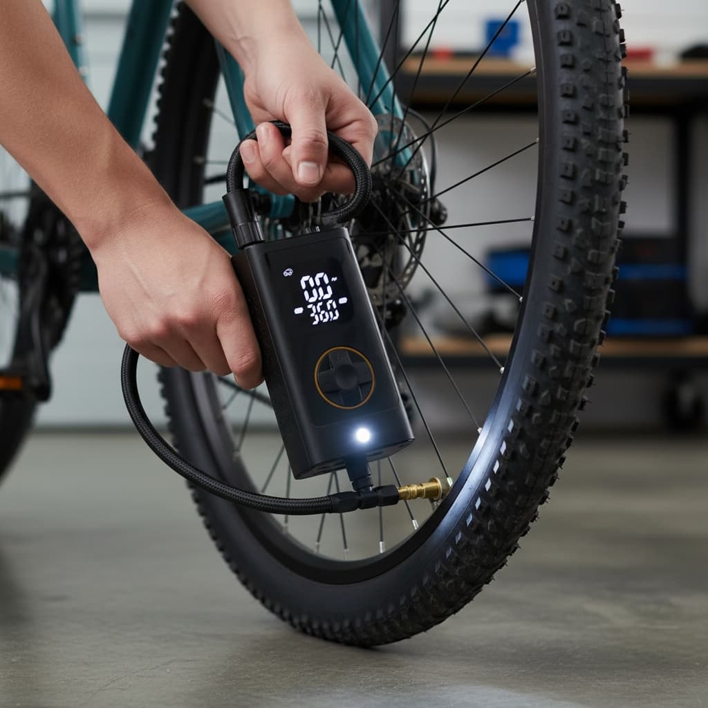 Bomba de Ar Digital Portátil Inflador Eficiente para Carros Motos e Bicicletas com Luz LED