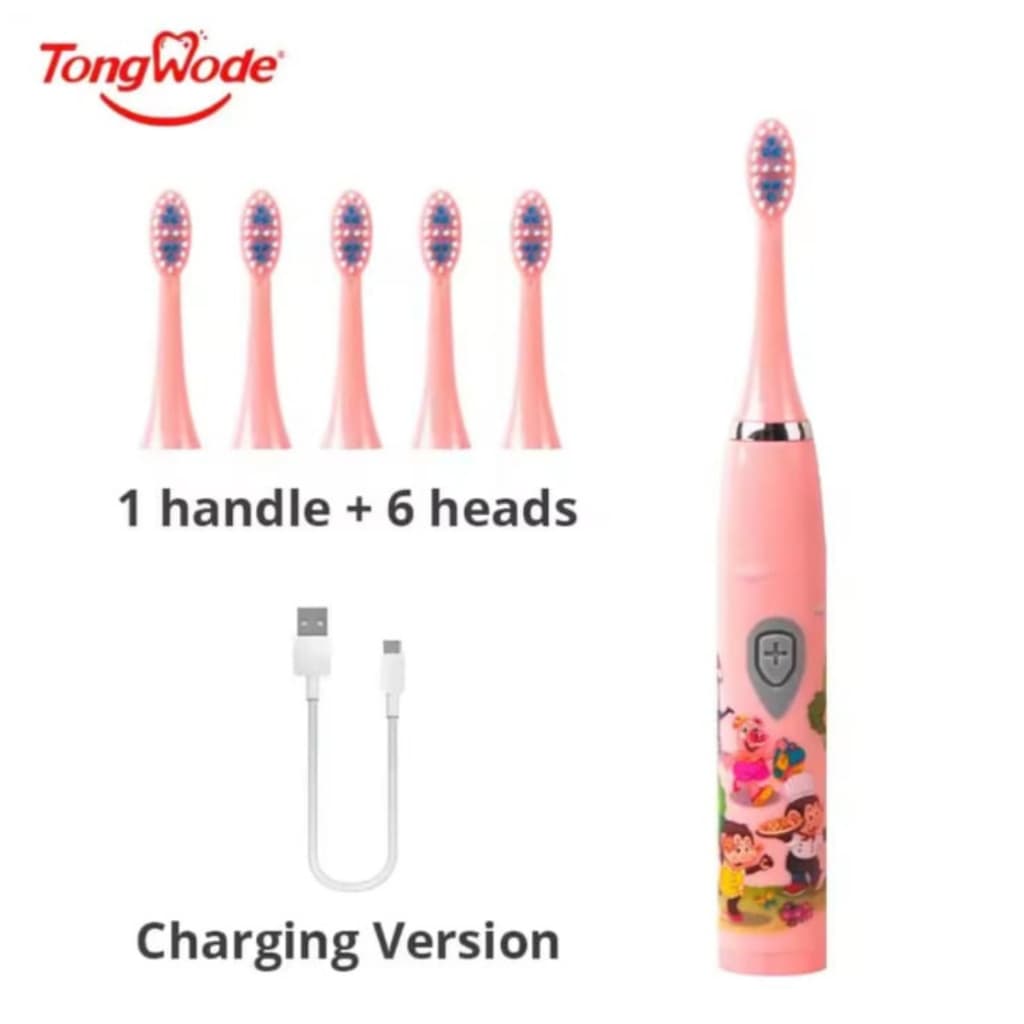 Escova Elétrica RECARREGAVEL Infantil com 5 refil Crianças sonic escova de dentes elétrica colorido dos desenhos animado