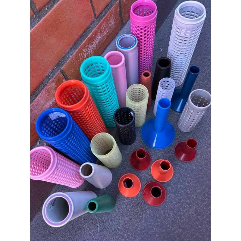 Kit 25 misto | Cilindros de Plástico Reciclado vazado/fechado/ liso/ cones | Artesanato Brinquedos Infantil Pedagógicos