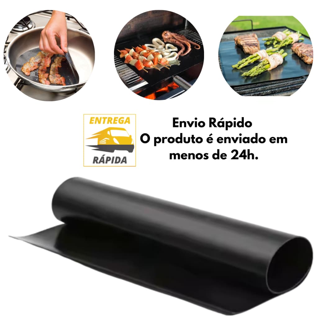 3 Manta Grill Antiaderente Não Gruda Tapete Culinario Teflon Churrasco Churrasqueira Assar Grelha