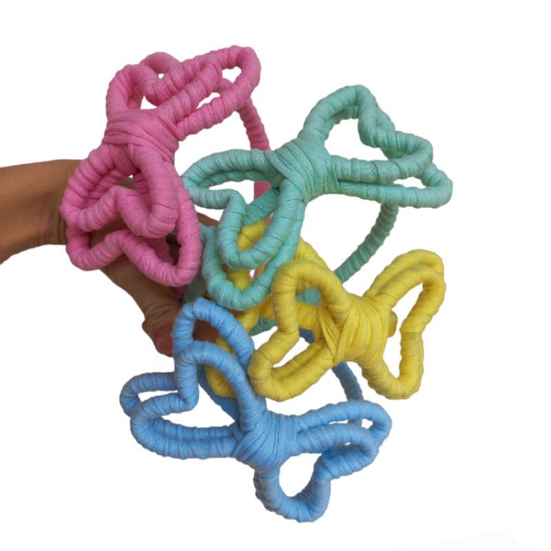 tiara no fio de malha crochê , laço borboleta  ( rosa , verde , azul e amarelo )
