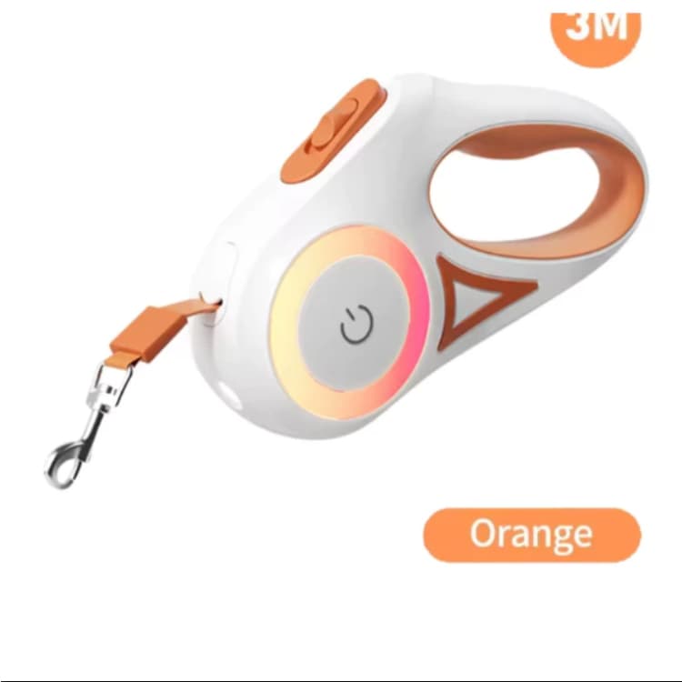Coleira automática para cães retrátil led luminosa