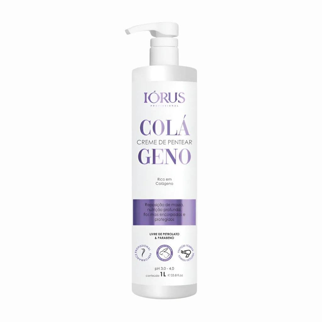 Creme de Pentear Colágeno 1L Iorus Cabelos Macios Definidos Hidratados Brilho Intenso