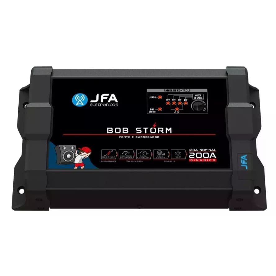Fonte Carregador Bob Storm 200a Slim Bivolt Automático - Jfa Cor Preto