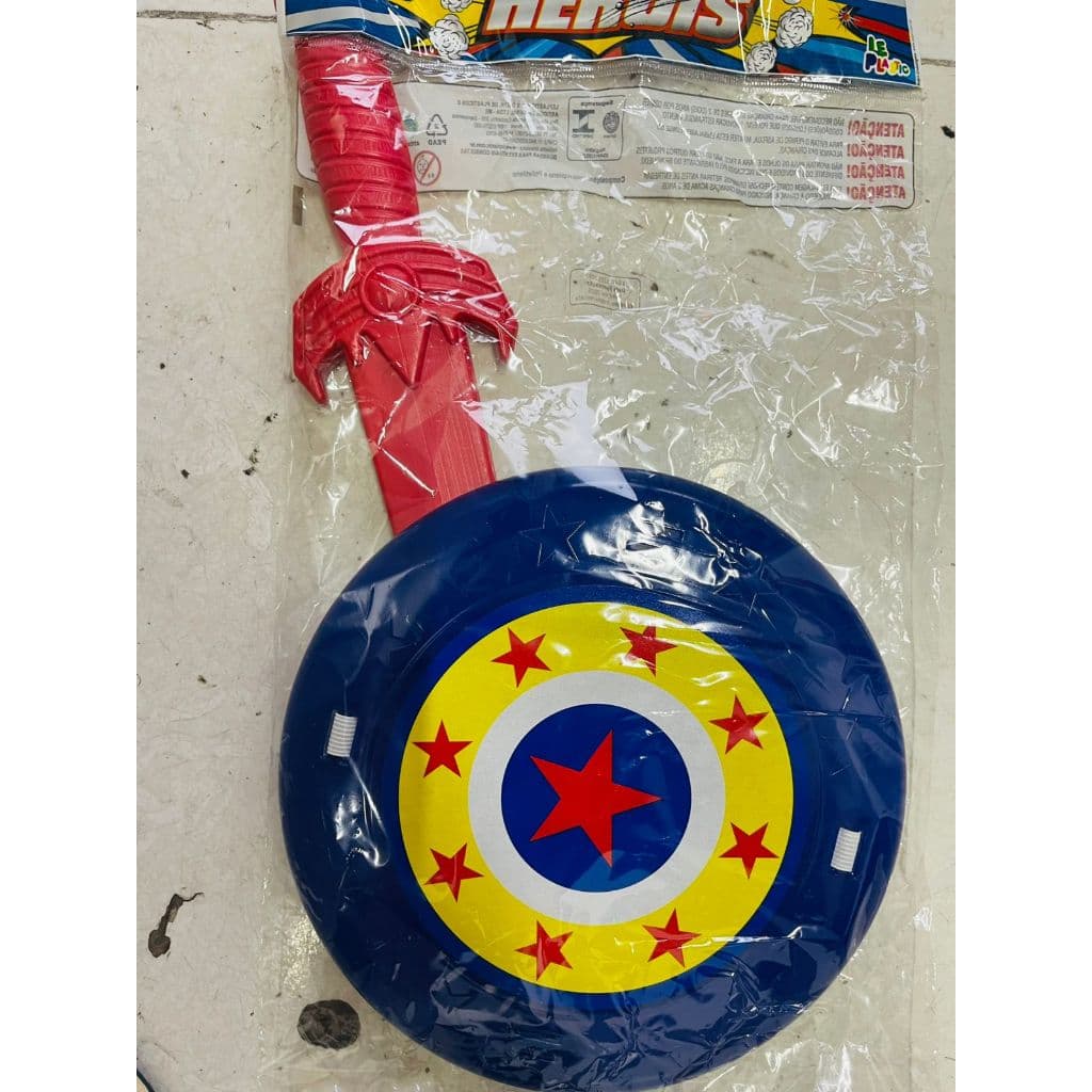🛡️ Kit Escudo e Espada Infantil PVC – Brinquedo Capitão América / Heróis / Amazonas Fantasia Criança