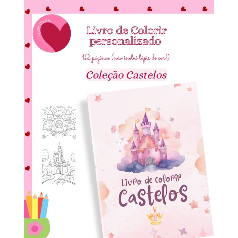 livro de colorir personalizado p lembrancinhas tema castelos -kit livro de colorir personalizado para festinha ou brinde