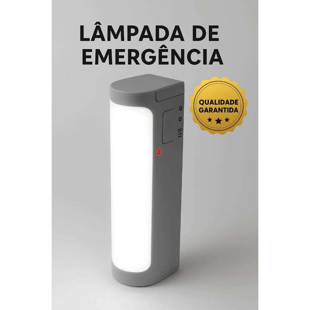 Lâmpada de Emergência LED Recarregável Portátil Luminária Bivolt Automática Luz Branca