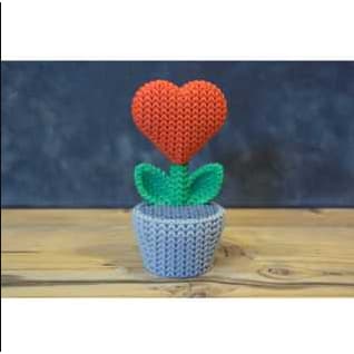 Flor de Coração Textura Tricô em Impressão 3D