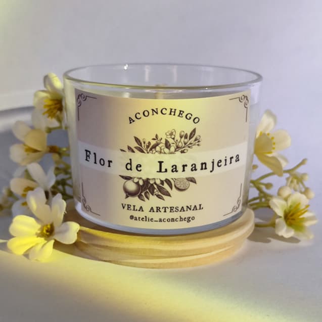 Vela Aromática Flor de Laranjeira 100g Cera de Coco Vela Perfumada Aromática e Decorativa para Casa