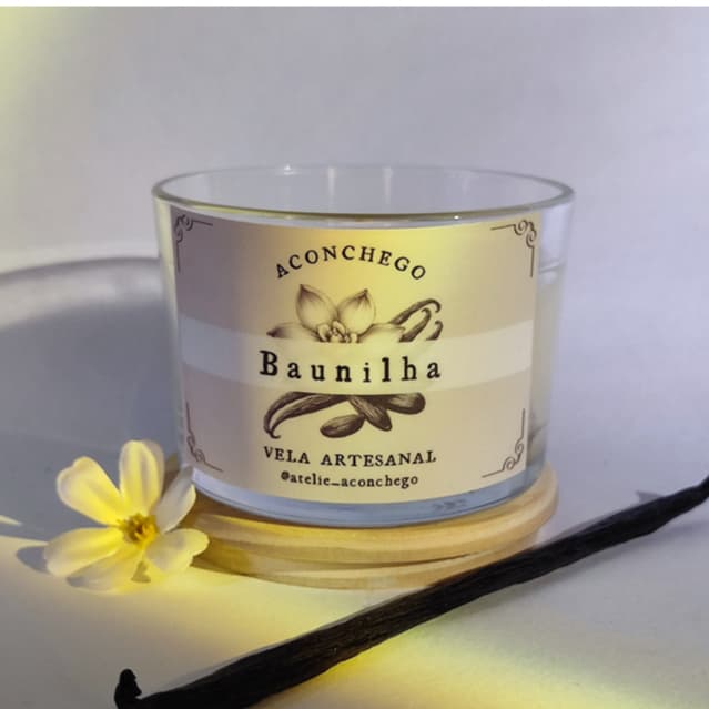 Vela Aromática Baunilha 100g Cera de Coco Vela Perfumada Aromática e Decorativa para Casa