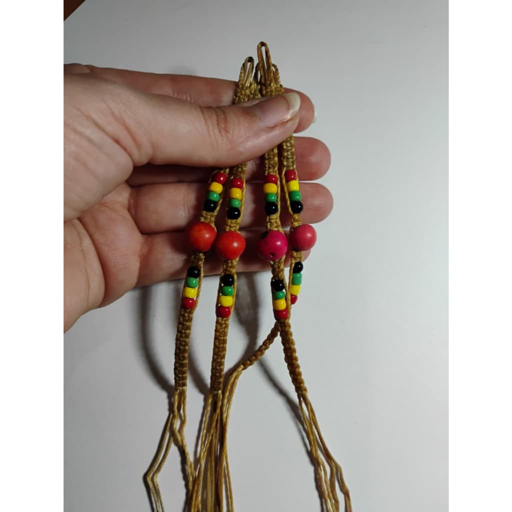 Pulseira tornozeleira de macramé regulável com miçangas