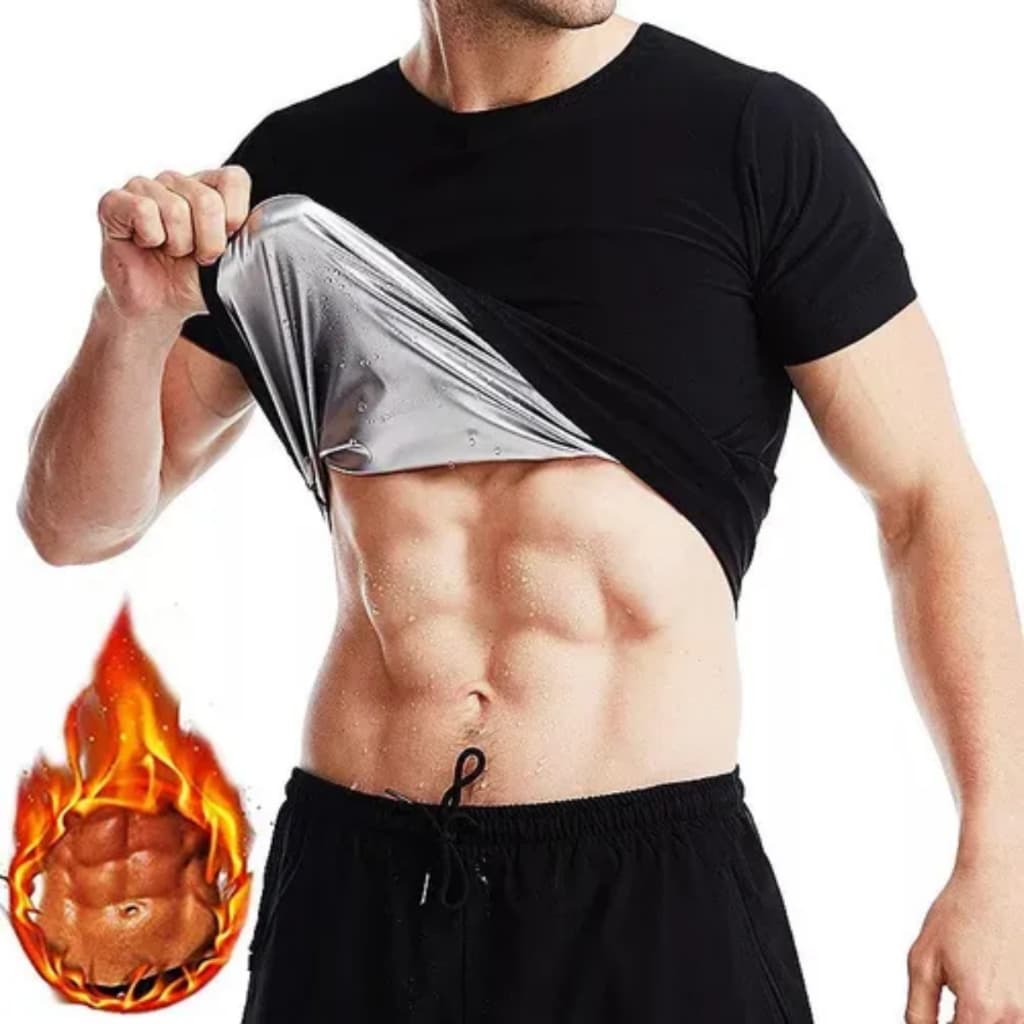 Camisa Masculina Com Efeito Sauna Termica Elimina Gordura Barriga Compressão Modelagem Corporal