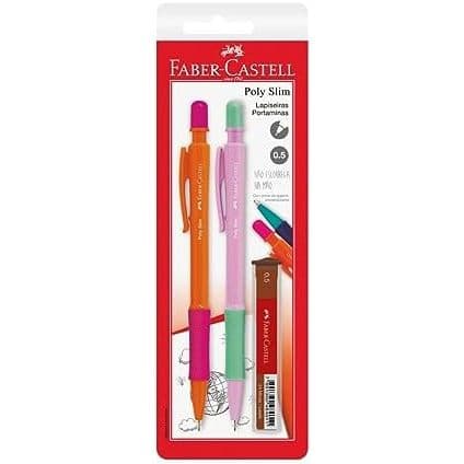 Lapiseira Poly Slim Faber-Castell - Cores Sortidas, Cartela c/ 2 unidades