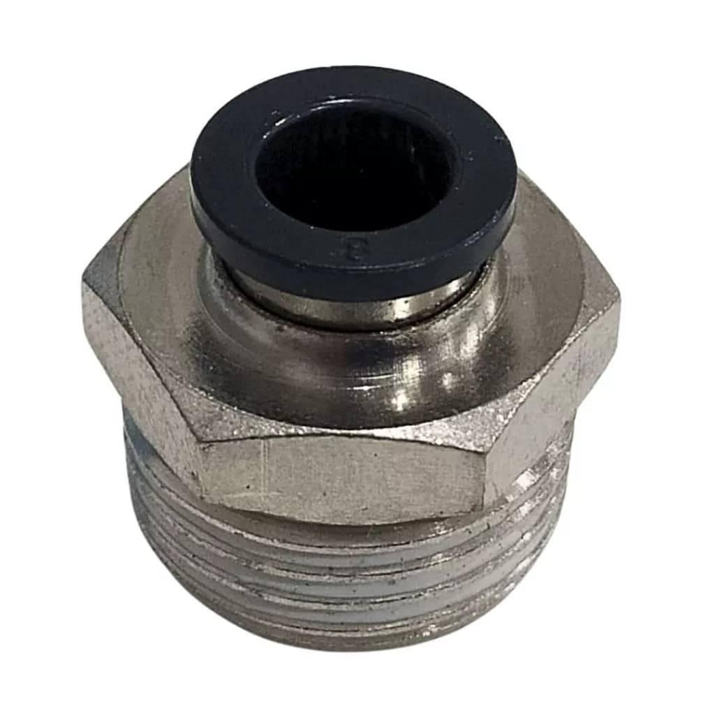 Conexão Pneumática Reta 8mm x 1/2 Rosca Macho PU Preto – Engate Rápido