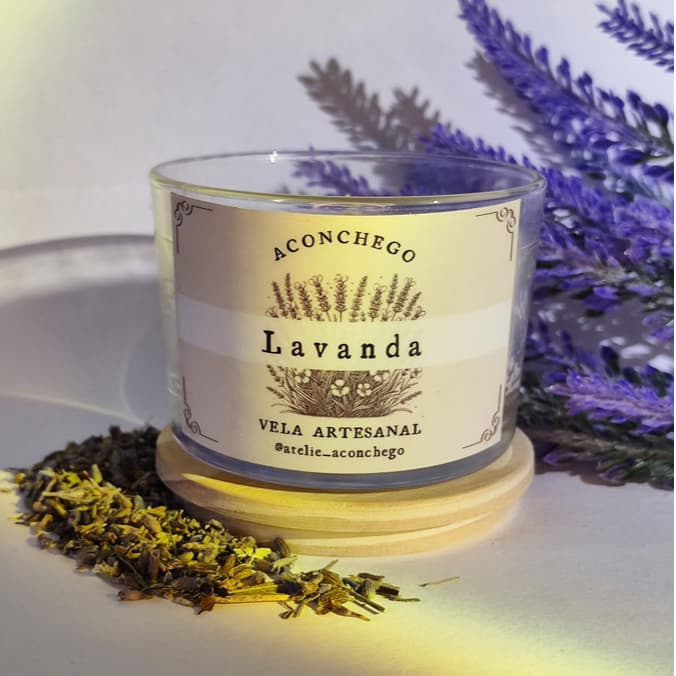 Vela Aromática Lavanda 100g Cera de Coco Vela Perfumada Aromática e Decorativa para Casa