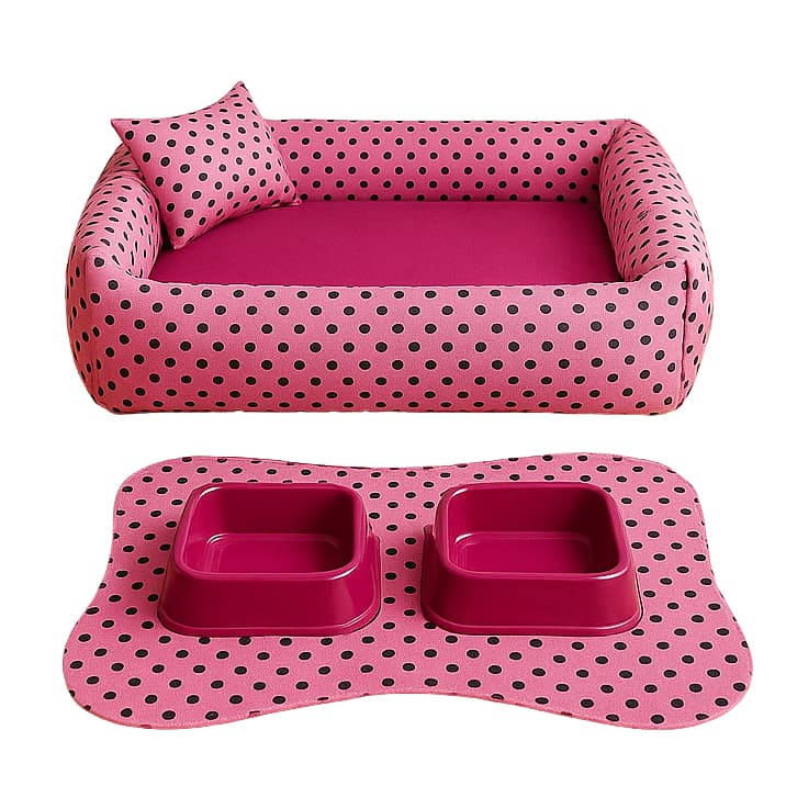 Cama pra cachorro e gato pet de luxo kit comedouro tamanho G 50X60