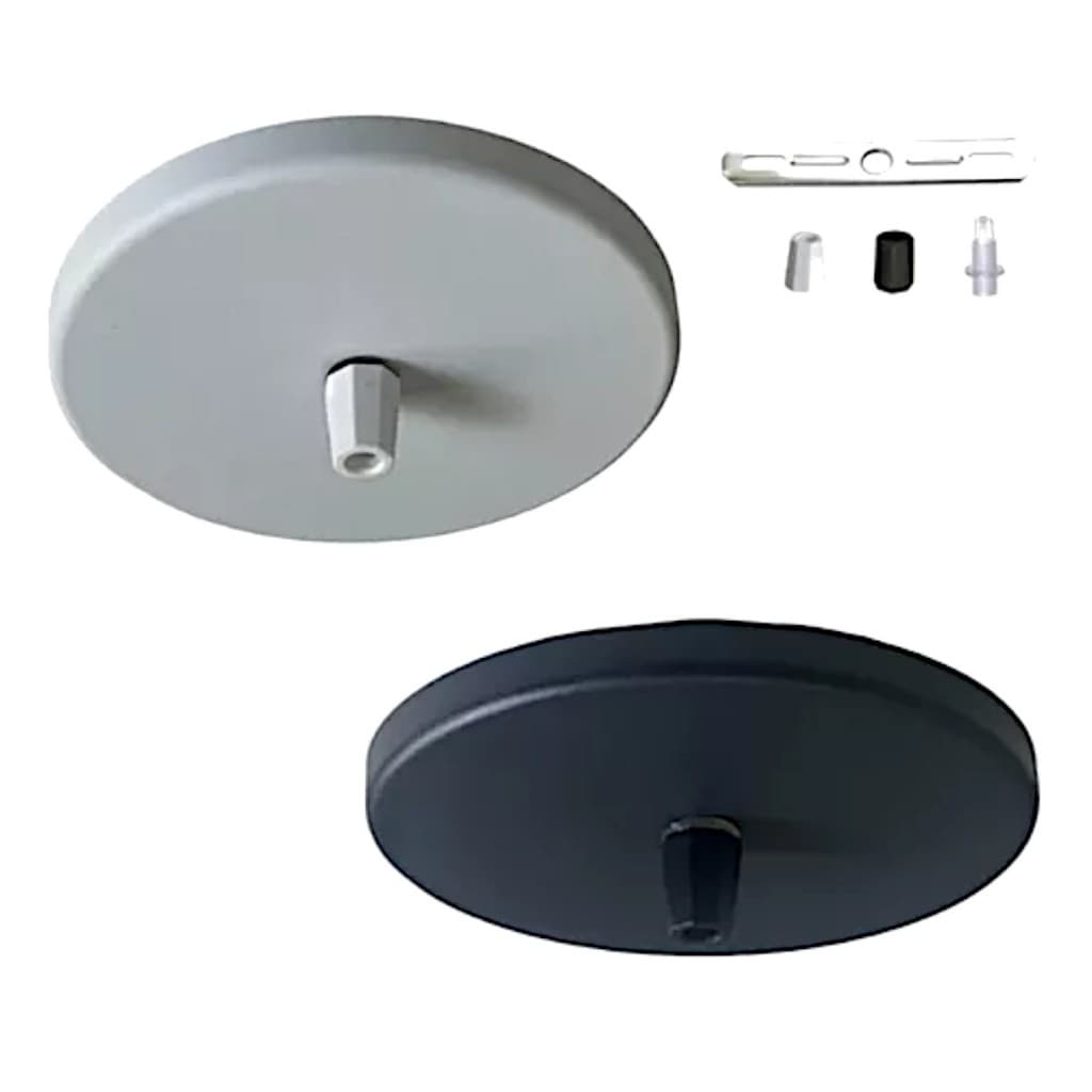 Canopla De Teto Luminária Pendente Teto Preto  Branco 12cm