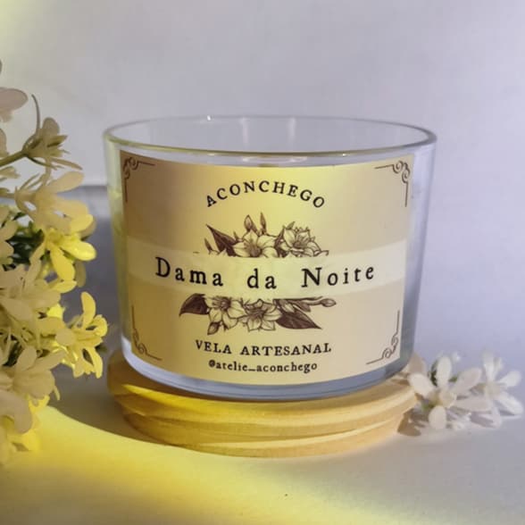 Vela Aromática Dama da Noite 100g Cera de Coco Vela Perfumada Aromática e Decorativa para Casa