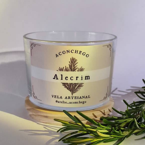 Vela Aromática Alecrim 100g Cera de Coco Vela Perfumada Aromática e Decorativa para Casa
