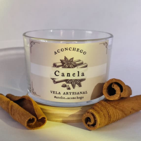 Vela Aromática Canela 100g Cera de Coco Vela Perfumada Aromática e Decorativa para Casa
