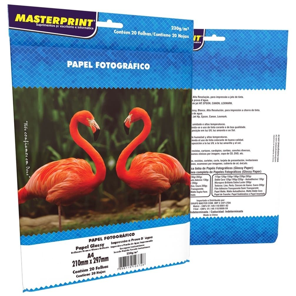 Papel Fotográfico A4 Glossy 230g 20 Fls Masterprint
