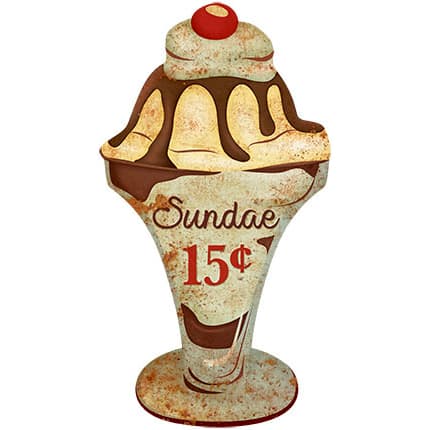 !! Placa decorativa vintage sundae MDF