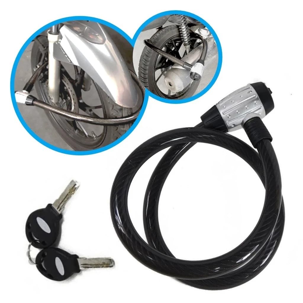 Cadeado Moto Antifurto Trava Cabo de Aço Articulada Pneus Estepes Portões Resistente