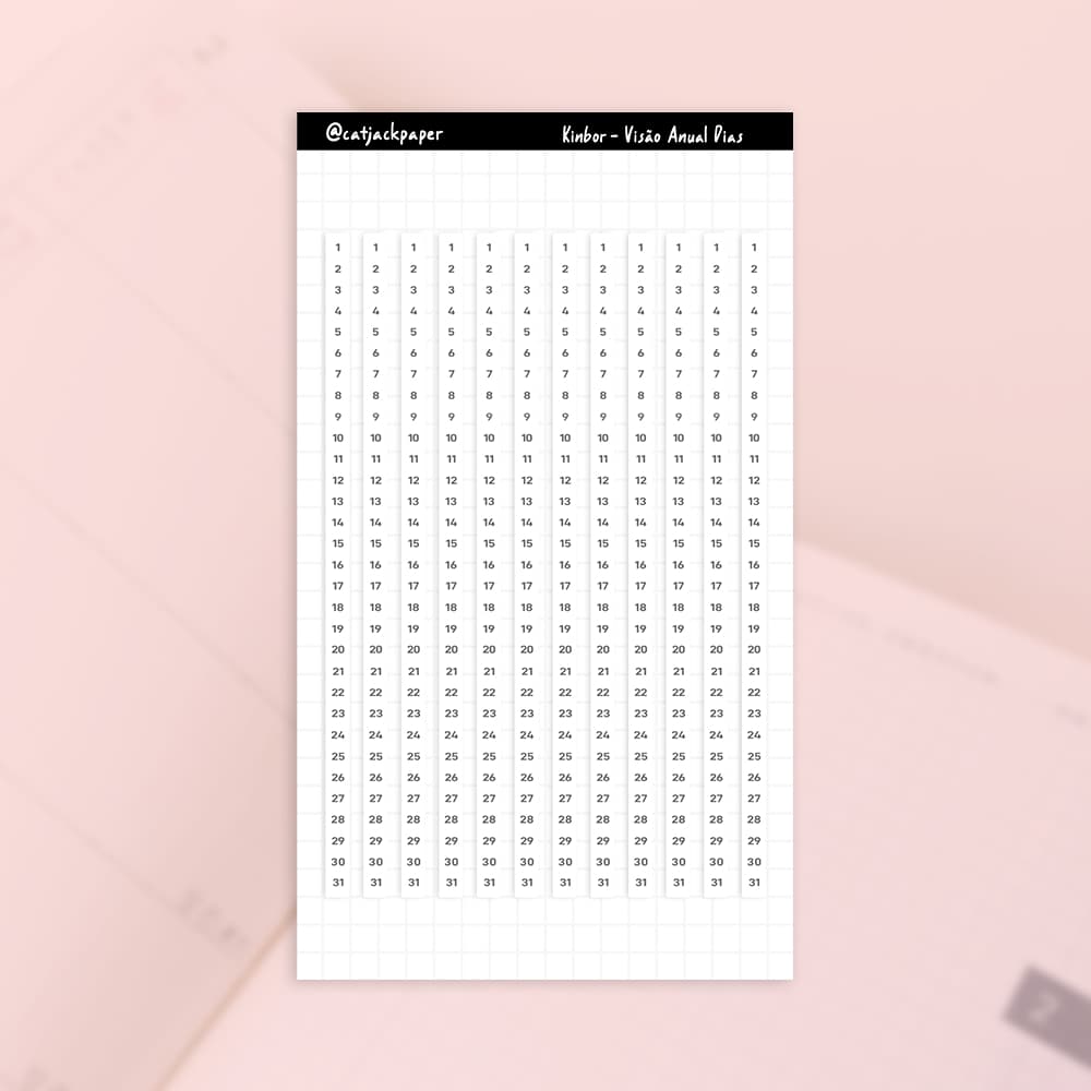 Adesivo Habit Tracker Vertical - Organização de Hábitos Kinbor Weeks