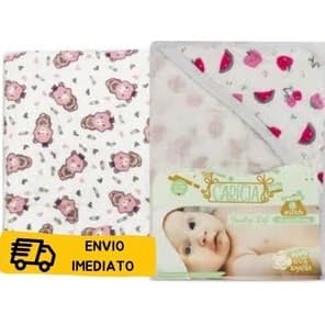 Toalha de Banho Soft com Capuz Bebê Forrada 85cm X 85cm Minasrey Menino ou Menina