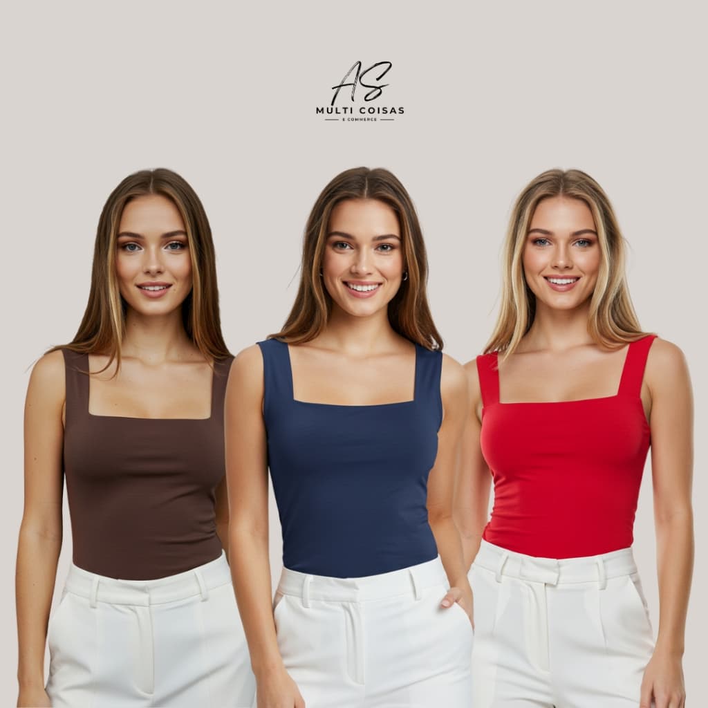 Kit 3 Blusinha Regata - Alça Grossa Forro Frontal Ótimo Para O Dia A Dia Faculdade E Trabalho