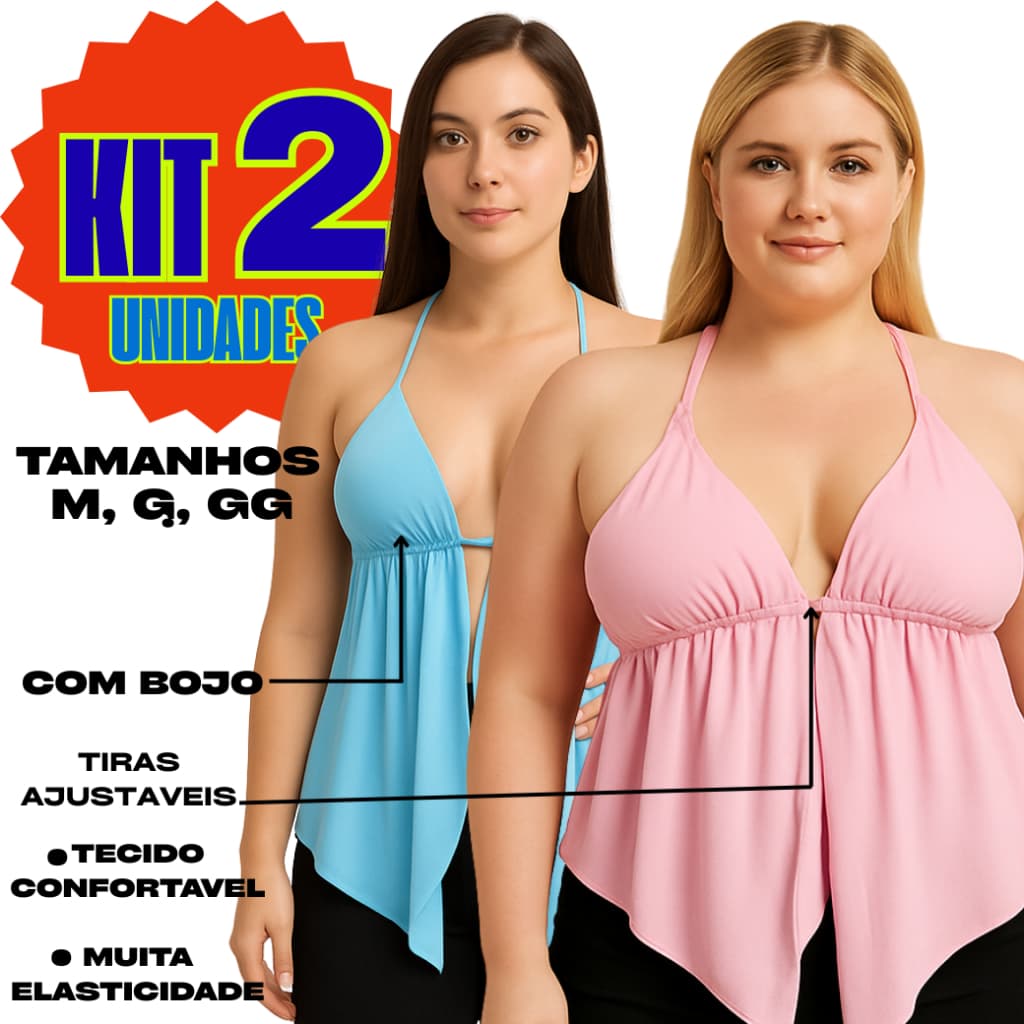 Kit 2 Top Cropped Feminino Malibu