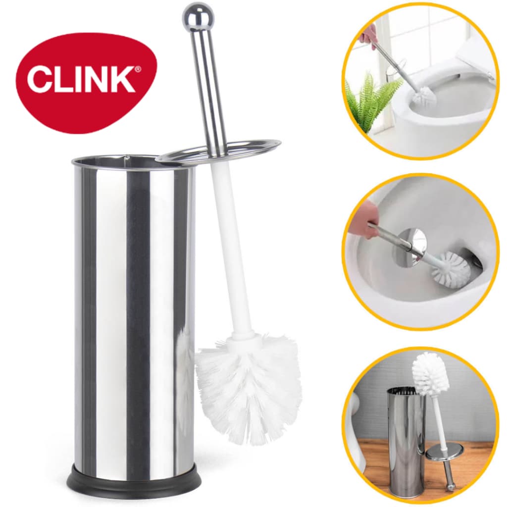 Escova Sanitária Vaso Limpeza Higienização Em Aço Inox Com Suporte