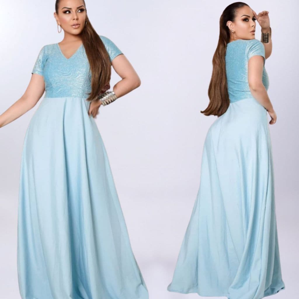 vestido longo elegante gode para casamento/festa/madrinha de casamento de lurex e saia de crepe acetinado