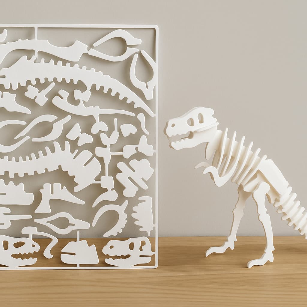 Quebra-Cabeça 3D Dinossauro Tiranossauro Rex – Esqueleto para Montar em Cartela