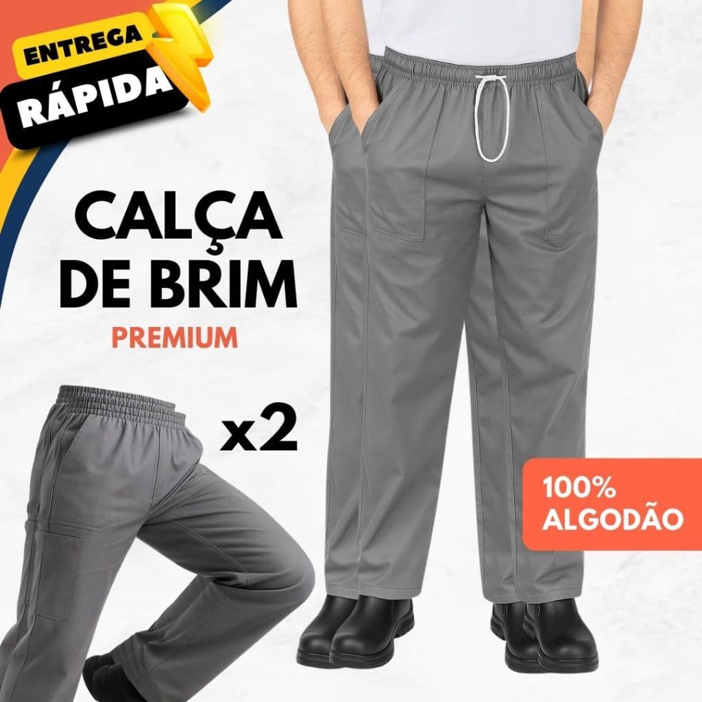 Kit 2 Calça de Brim Operacional Unissex Santista 100% Algodão Alta Durabilidade Tecido Pesado