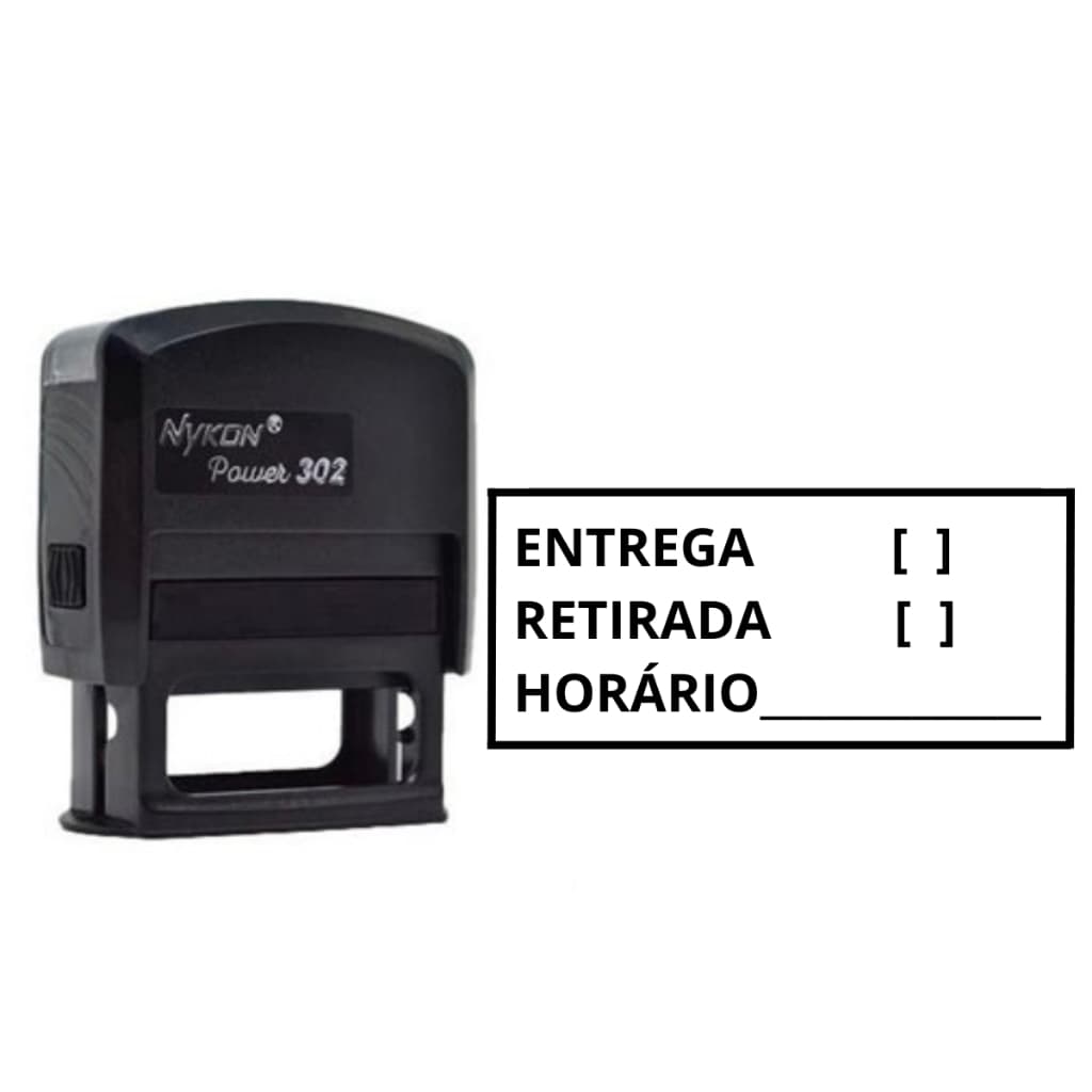 Carimbo Automático 3 em 1: ENTREGA | RETIRADA | HORÁRIO