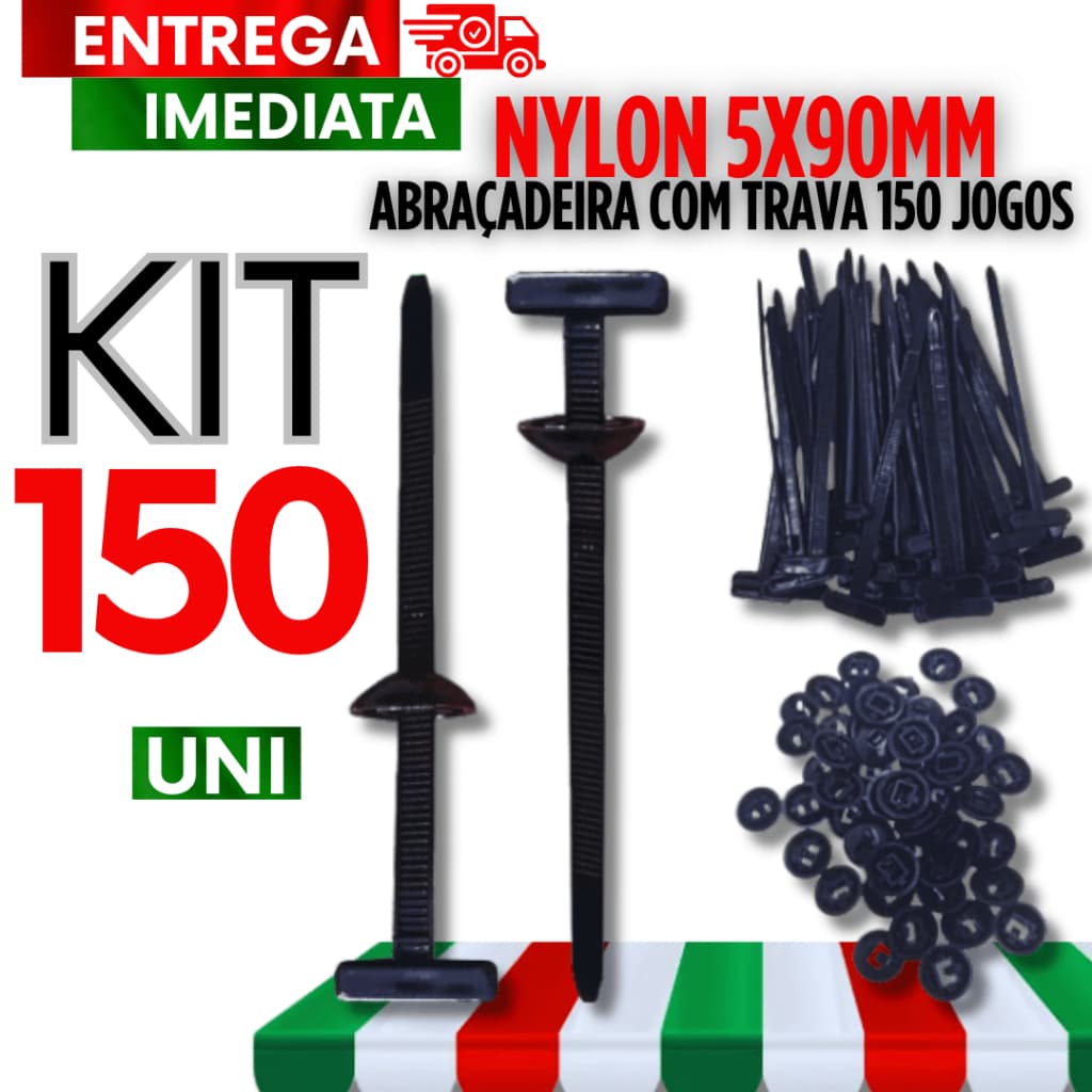 Jogo 150 abraçadeira nylon 5X90MM alta Qualidade para suas obra e emergências Durabilidade Garantida